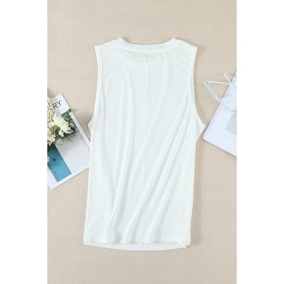Azura Exchange  White Solid Color Crewneck Sleeveless Top - Picture 13 of 13